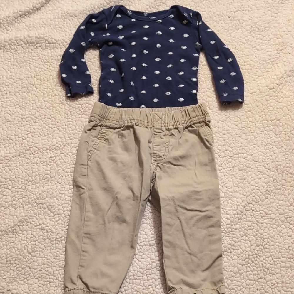 Carter's Blue Onesie and Beige Pants Set